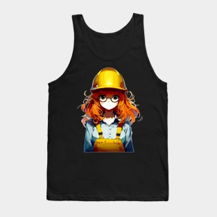 Anime Girl worker in construction helmet, hard hat Tank Top